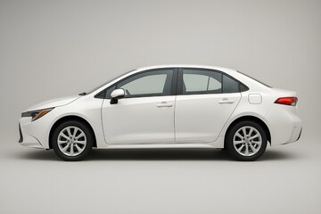 Side View of a White Modern Compact Sedan: Reliable, Practical, and Fuel-Efficient Daily Commuter Car
