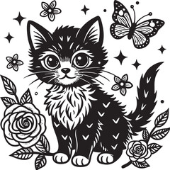 Cute Baby Cat Coloring Page
