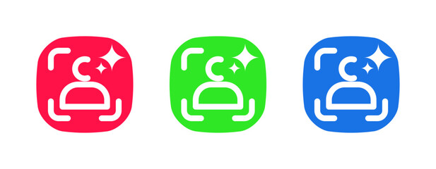 Icons for AI-driven face recognition and user authentication.