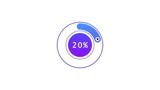 Circular progress bar indicating 12 percent completion with blue and purple gradient on white background