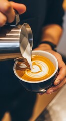 Barista Making Latte Art.