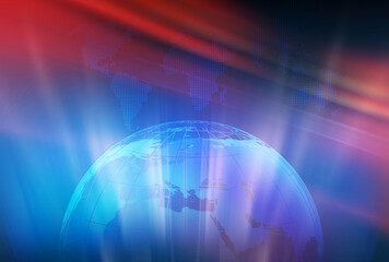 Graphical earth globe in glowing light effects