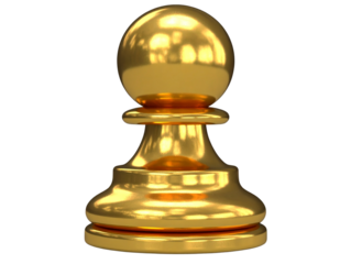  Minimal 3D Gold Chess Pawn Icon with Studio Spotlight.