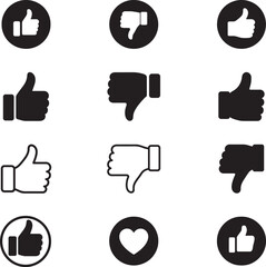Thumbs Up and Thumbs Down icon set. Like and Dislike symbols. Rating and Feedback. Do and Don't icons. Vector stickers.
