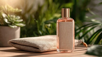 Amber perfume bottle, natural setting