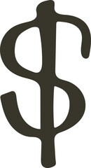 Elegant Hand-Drawn Calligraphic Dollar Sign Symbol