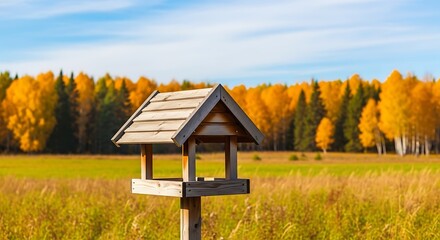Autumn Bird Feeder in Field.
