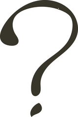 Expressive Hand-Drawn Brush Stroke Question Mark