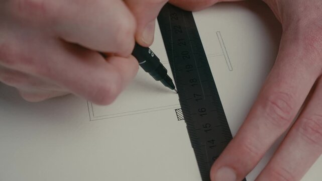 Drawing simple shapes using a ruler and marker