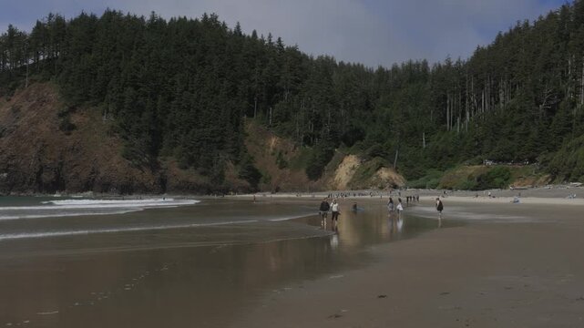 Crowds Enjoying Indian Beach at Ecola State Park on a Summer Day