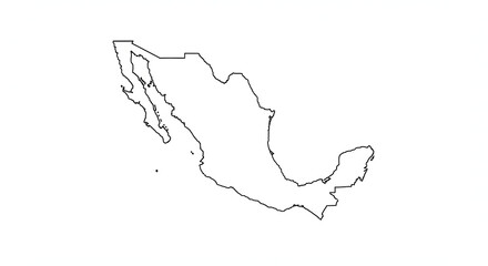 Outline map of mexico on a white background