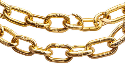 Fototapeta premium Close-up of shiny gold metal chain on white background