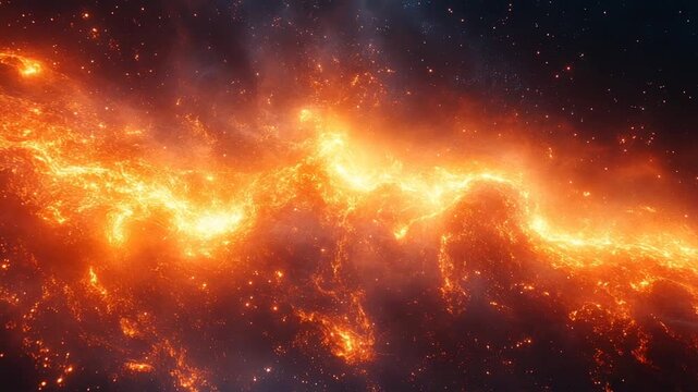 Celestial Inferno Fiery Stream of Cosmic Energy in Deep Space.