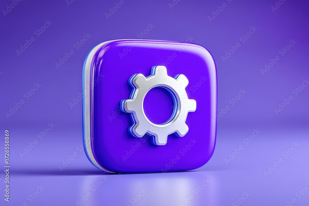 Poster captivating purple gear icon representing settings highlighted against a smooth gradient backdrop re