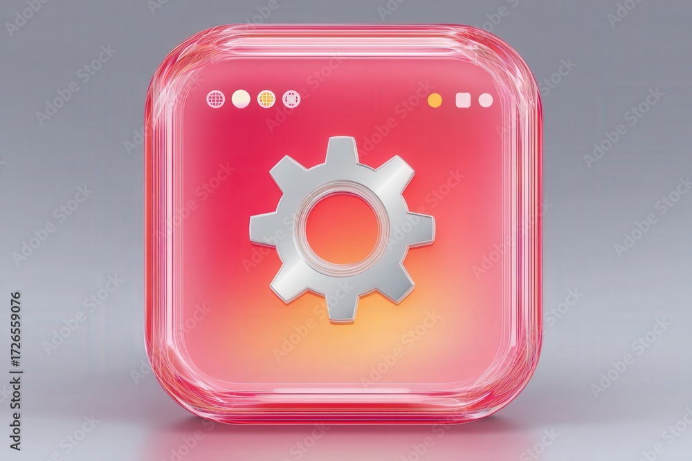 Aufkleber digital innovation icon representing technical mastery featuring a gear symbol set against a vibrant