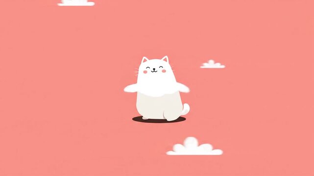 Cute white cartoon cat