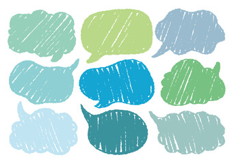 Set of hand drawn style cute memo sticker. Variety abstract shapes of pink speech bubble. Girl style frame with crayon draw. Chat box balloon cloud. Sweet retro label tag collection vector for text	