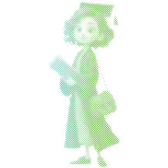 Halftone dots pattern gradient of a Student girl in graduation ceremony in gradient
