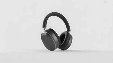 Sleek black wireless over-ear headphones with a minimalist design, isolated against a plain white studio background.