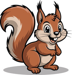 Charming cartoon squirrel illustration with big eyes and fluffy tail