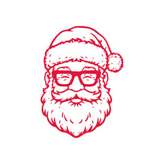 Cheerful Santa Claus with glasses and fluffy hat, radiating festive joy