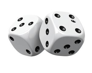 Two White Dice with Black Dots Isolated PNG