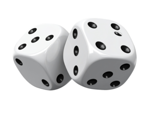 Two White Dice with Black Dots Isolated PNG