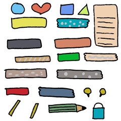 付箋、鉛筆、消しゴム、紙