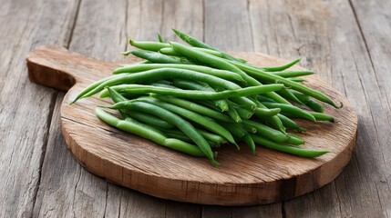 Rustic Kitchen with Green Beans on Board