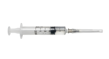 Hypodermic syringe with needle for medical use isolated PNG with Transparent Background