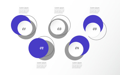 Step by step creative infographic template with 5 options, parts or processes.