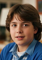 Smiling Teen Boy with Braces in Casual Outfit
