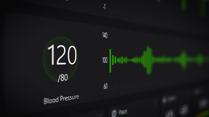 Sport App Computer Display Featuring Graphs of Daily Exercise Progress, Heartbeat Monitor, Distance Tracking, Speed and Time Data. Close Up of a Modern Workout Software Template
