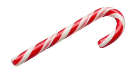 Red and white striped candy cane isolated PNG with Transparent Background