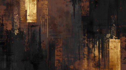 Grunge Abstract Background with Gold and Brown Textures
