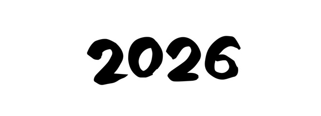 Brush lettering text "2026" (handwritten calligraphy)