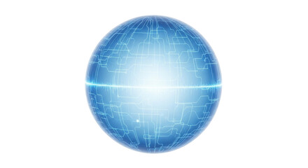 Sphere made of circuits glowing blue isolated PNG with Transparent Background