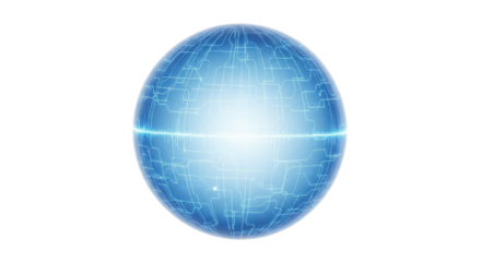 Sphere made of circuits glowing blue isolated PNG with Transparent Background
