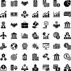 Collection of business and finance icons for presentations and infographics