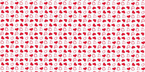 Cute love heart seamless pattern illustration. Cute romantic pink hearts background print. Valentine's day holiday, romantic wedding design.