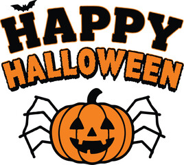 Happy Halloween T-Shirt Design | Spooky Ghost, Pumpkin, Bat & Witch Illustration