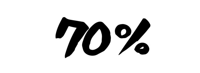 Brush lettering text "70%" (handwritten calligraphy)