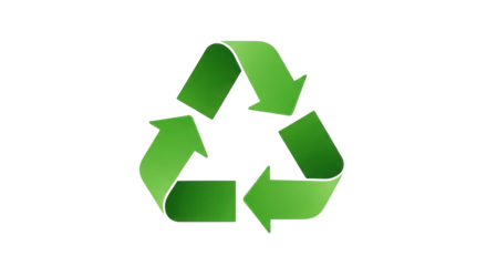 Recycle symbol green arrows for environmental sustainability isolated PNG with Transparent Background