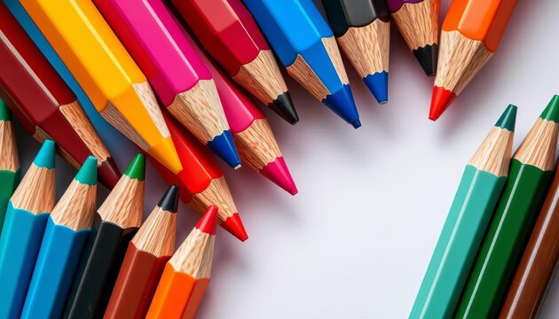 Close-up of colorful vector marker pen tips arranged artistically, craft, marker