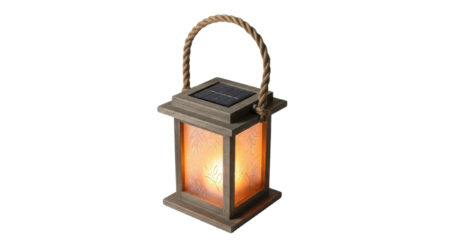 Lantern with rope handle for warm, ambient lighting isolated PNG with Transparent Background