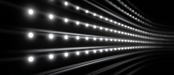 Futuristic LED light tubes art installation stage