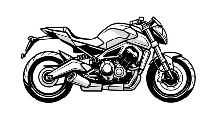 Fototapeta premium Detailed black and white illustration of a modern street motorcycle design for creative projects