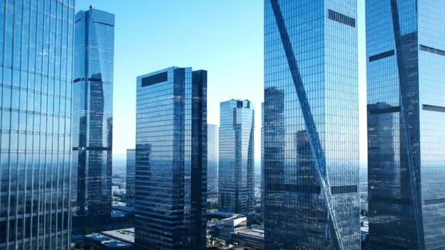 modern office building drone view 