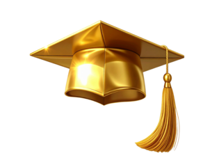 Golden Graduation Cap Isolated on Transparent PNG