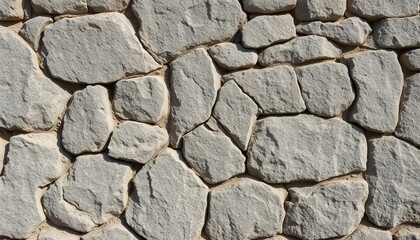 Obraz premium Ancient stone wall texture, weathered grey, rough surface, uneven, element